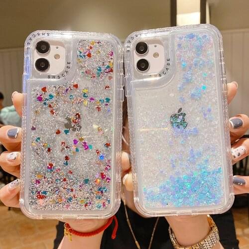 Dynamic Qicksand Glitter Liquid Phone Case For iPhone 12 11 Pro Max 12 Mini XR XS Max X 7 8 Plus Soft Silicone Bumper Back Cover