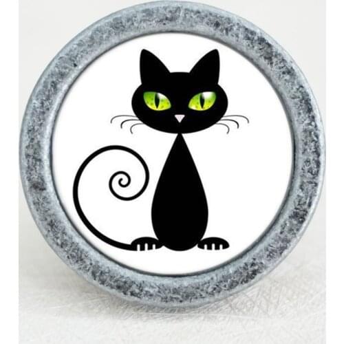 Black Cat Knobs Dresser Knobs Handmade Drawer Handles Animal Cupboard Pulls knobs Kitchen Cabinet Knobs Furniture Hardware