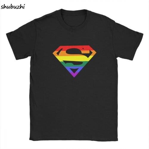 Super Queer T Shirts Men Rainbow Gay Lesbian Pride LGBTQ LGBT Plus Size Clothes Short Sleeve T-Shirt O Neck Cotton Tees Tops