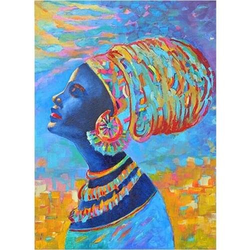 Diamond Painting Cross Stitch African Women Portrait Abstract 5D DIY diamond embroidery Full Square Round mosaic room decor L135