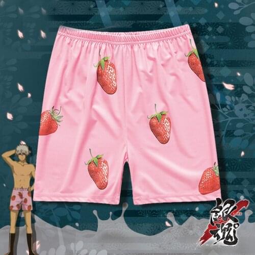 Cosplay GINTAMA Silver Soul Sakata Gintoki Strawberry Shorts Pants Bottoms Anime