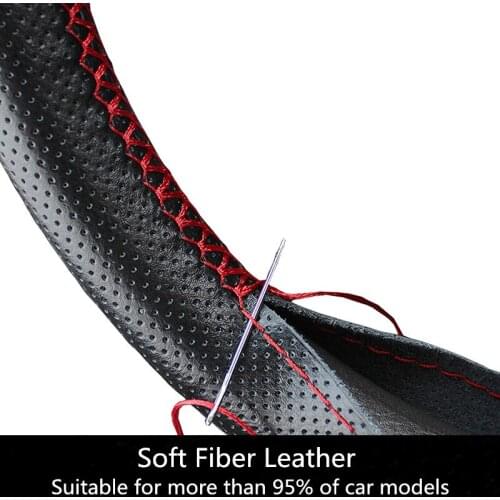 Braid On steering-wheel Car Steering Wheel Cover With Needles and Thread Soft Artificial leather 38cm Car Accessories