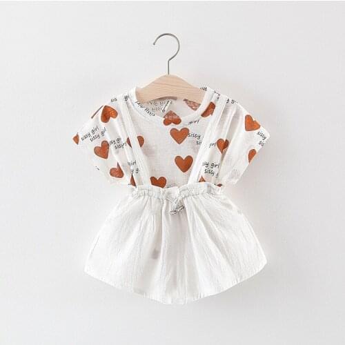 2PCS Summer Suit Girl Toddler Kids Baby Girls Outfits T-shirt Tops + Short Bib Overalls Clothes Girls Sets Clothing Dropshipping