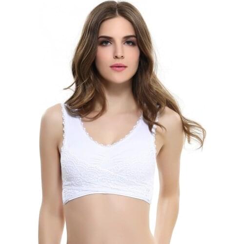 M-3XL Women Sexy Lingerie Lace Solid Color Cross Side Buckle Wireless Push up Sports Underwear Breathable Sleep Bra New