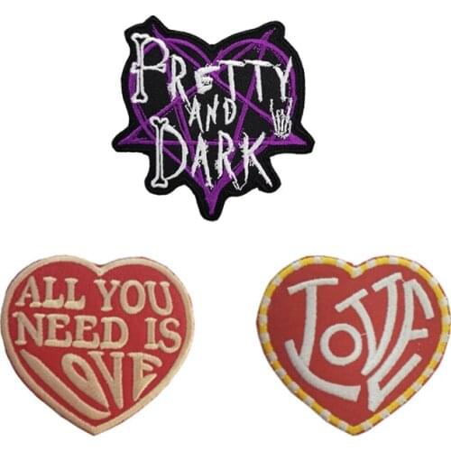 Spot trend heart - shaped letters embroidered patch clothes bag decorative cloth paste gum style to map customization