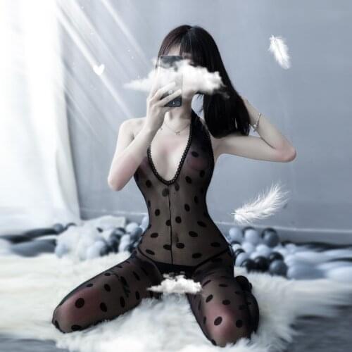 2020 New Halter Bodysuit Women Sex Clothes Perspective Open Crotch Body Stockings Spot Backless Sexy Lingerie Babydolls Costumes