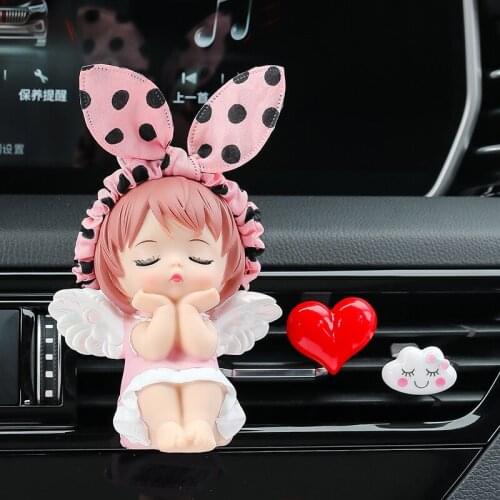 New Cartoon Cute Annie Angel Resin Light Fragrance Creative Doll Car Interior Ornament Car Air Outlet Vent Freshener