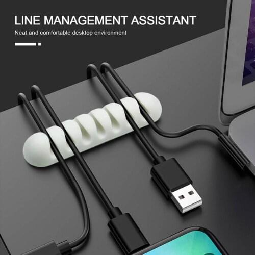 7 Holes USB Cable Organizer Cable Clamp Wire Winder Headphone Earphone Holder Cord Silicone Clip Phone Line Desktop Management
