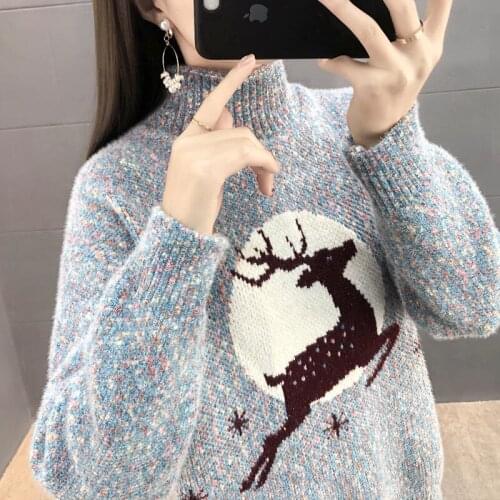 Autumn Winter Knitted Sweater Women Mink Thick Warm Sweater Women Loose Knitted Long Sleeve Sweaters Pullovers Female Tops