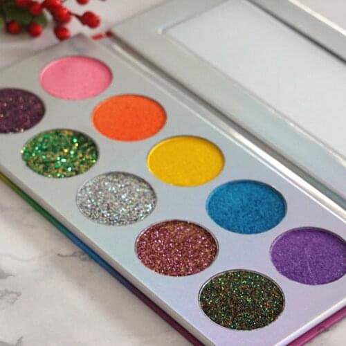 10 Piece Color Pearl Sequins Matte Eyeshadow Power Palette Glitter Highlighter Make up Private Label