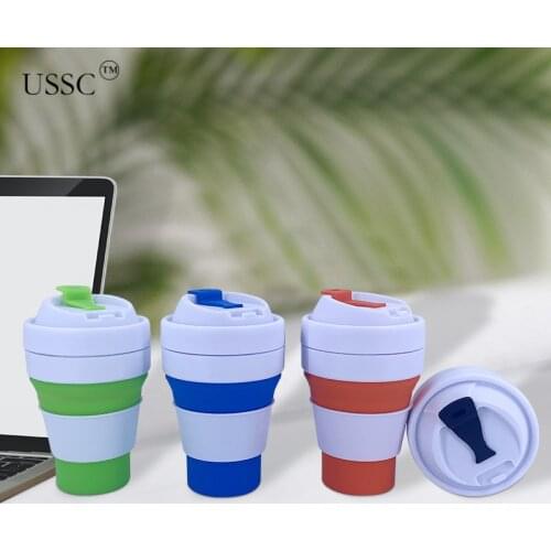 USSC Creative Outdoor Travel Silicone Water Cup Multifunctional Portable Coffee Portable Cup Silicone Folding Coffee Cup HZ054