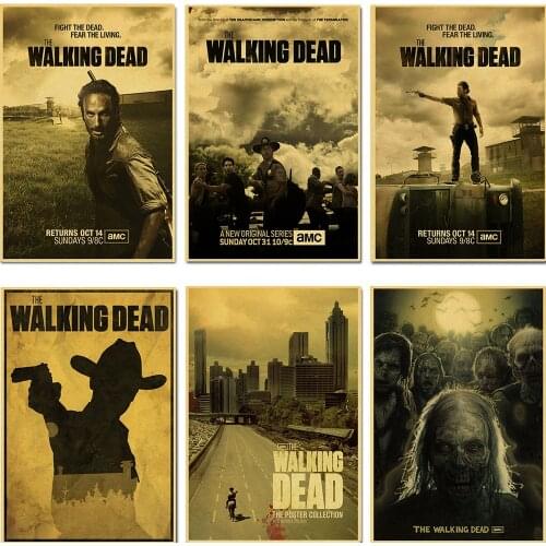 Retro poster sticker classic movie kraft paper poster walking dead meat creative wallpaper interior decoration home