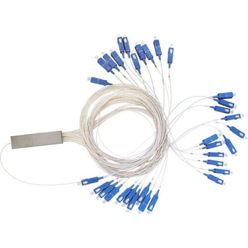 SCUPC 1X32 PLC Singlemode Fiber Optical splitter FTTH PLC Steel tube type SC 1x32 PLC optical fiber splitter FBT Optical Coupler