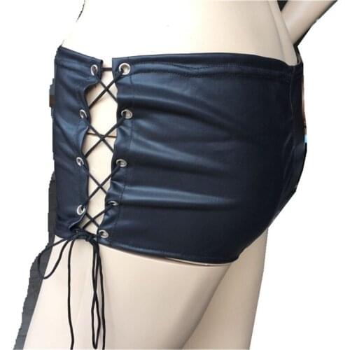 Sexy erotic performance service matt patent leather shorts boxer shorts nightclub performance set