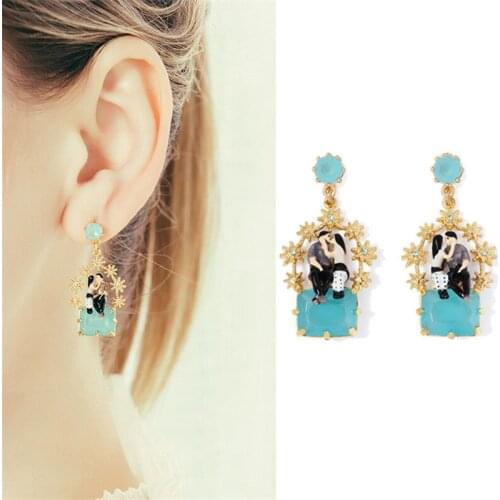 Hot selling hot style personality trend Studearrings fashion temperament Paris lovers star earrings hand-painted enamel earrings