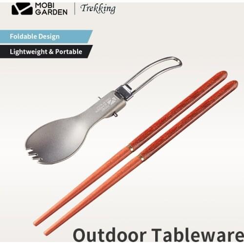 Mobi Garden Outdoor Picnic Folding Tableware 2in1 Spoon/ Folding Chopsticks Portable 12g/20g Kitchenware Camping Eating