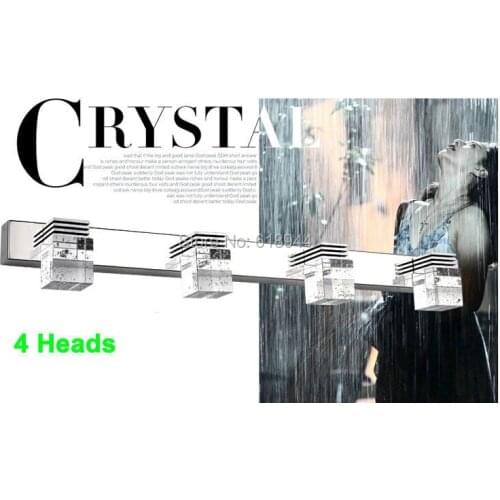 Modern and Fashion Stainless Steel Crystal Led Wall Lamp 4 Head 61CM Crystal Led Mirror Light Decor Sconce AC85-265V