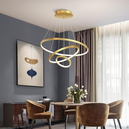 Modern Simplicity Pendant Lights For Living Room Dining Circle Rings lighting Acrylic Aluminum Body LED hanging lamp Fixtures