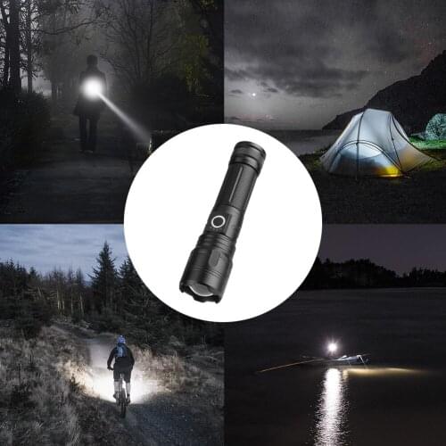 LED Flashlight 5-Speed White Light Telescopic Zoom Flashlight USB Charging Outdoor LED Flashlight 3 Brightness 2 Flashing Modes