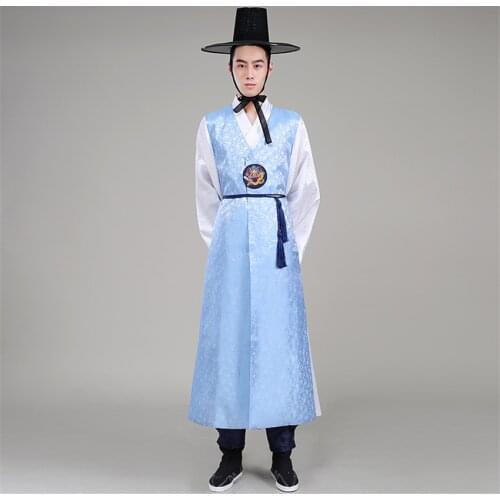 Korean Hanbok Orthodox Traditional Korean Style Wedding Costume Satin Male Ethnic Clothing for Men Dance Costume Cosplay Kimono