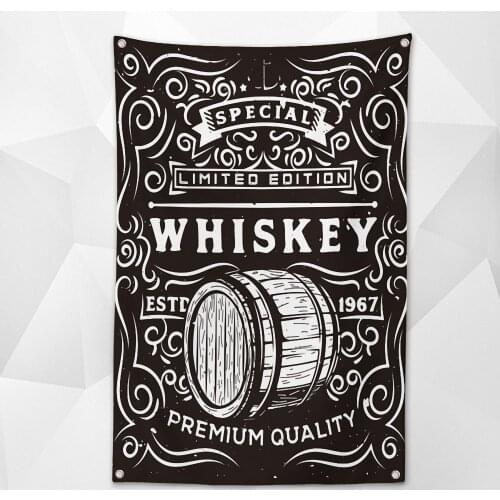 WHISKEY Vintage Beer Festival Banner Wall Hanging Bar Wine Cellar Cafe Parties Decor Beerfest Poster Tapestry Painting Sticker