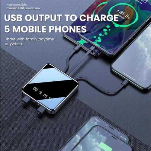 4-In-1 10000mAh Mini Power Bank For Iphone 12 Portable Charger With Led For Xiaomi Redmi 10 External Battery Powerbank