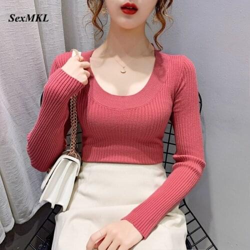 Women Knitted Winter Basic Sweaters 2020 Fashion Long Sleeve Casual Ladies Tops Korean Clothing Elegant Sexy Black Pullovers