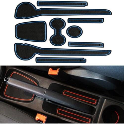 1Set Rubber Car Interior Anti-Slip Door Groove Mat For Volkswagen VW Polo 2011-2015 2016 2017 Cup Pad Decoration Accessories