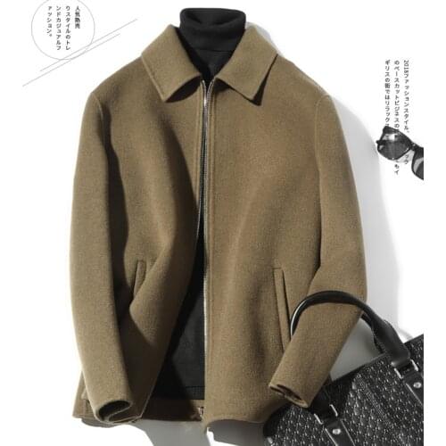 100% Wool Coat Autumn Winter Jacket Men Clothes 2019 Double Side Woolen Coat Men Casual Short Jackets plus size Erkek Mont MY
