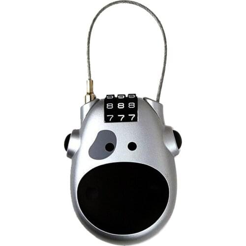 2pcs 75cm cartoon cow telescopic wire rope password lock metal material 3-digit password for luggage,storage boxes,gates,etc