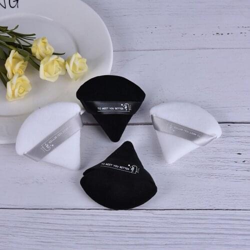 Mini Makeup Puff Sponge Triangle Velvet Powder Cosmetic Puffs Make Up Tools 2 Pcs (Black+White )