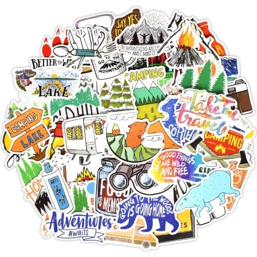 50PCS Adventure Travel Creative Sticker to Wall Decor Living Room Outdoor Camping Waterproof Wall Stickers for Mirror Fridge Car