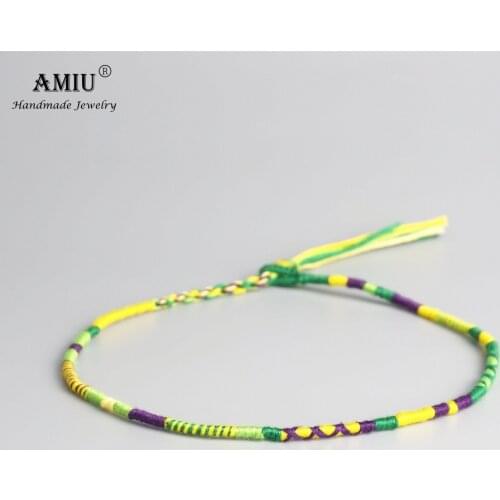 AMIU Handmade Woven Cotton Thread Boho Choker Necklace Wrap Adjustable Vintage Choker Bohemian Necklace