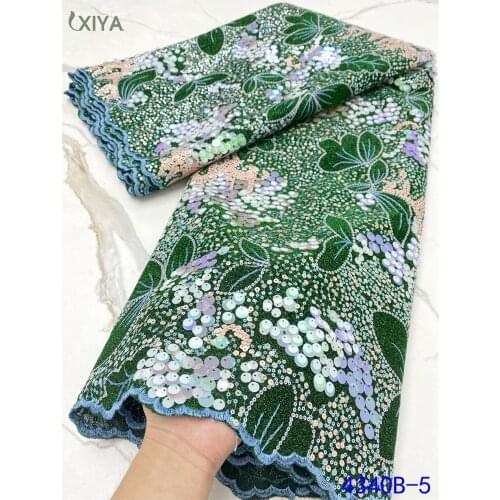 Velvet Lace Fabric Embroiderey African Sequin Lace Fabric Newest Nigerian Sequence Lace Fabric for Bridal Material APW4340B