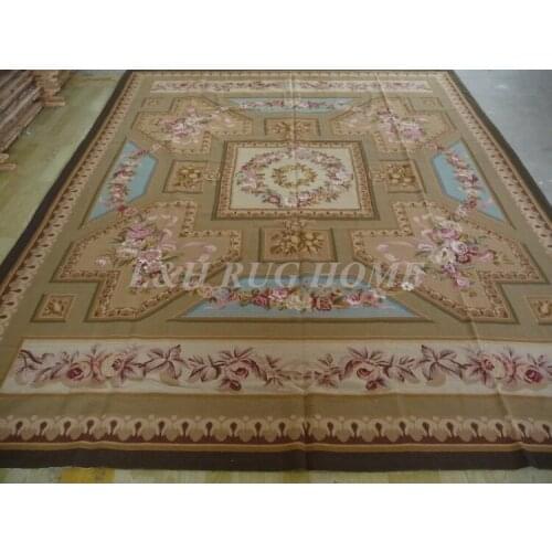 Free shipping 9'x11.7' needlepoint rug, handmade carpet, 100% New Zealand Wool high quality , pink roses