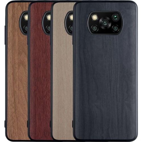 For Xiaomi Pocophone Poco X3 NFC Case Soft TPU+PU Wood grain Slim Protective back cover case for xiaomi poco x3 X3nfc shell