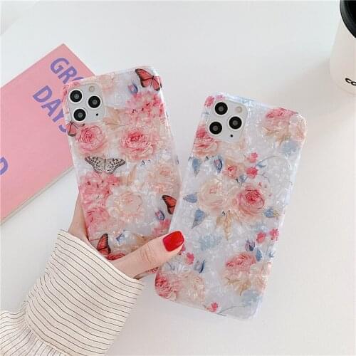 Luxury Retro summer Rose girls Phone Case For iPhone 11 Pro Max case Cute soft cover for iPhone XS MAX XR X 7 8 Plus 7Plus Case