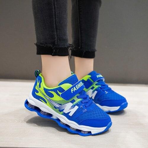 Kids Sport Shoes Air Cushion Running Shoes Boys Shock Absorption Basket Footwear Red Black Breathable Girls Mesh Sneakers Autumn