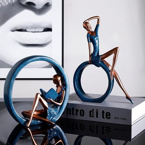 Resin Girl Yoga Figurines European Character Ornaments Creative Handmade Crafts Sculpture Cabinet Decoration Hogar Gift