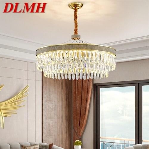 DLMH Modern Crystal Chandelier Luxury LED Gold Fixtures 220V 110V Decorative For Living Room Dining Room Villa Duplex