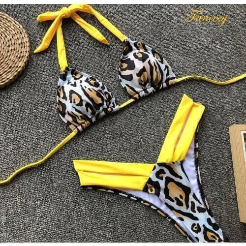 Fanceey Sexy Brazilian Bikini 2021 Women Swimsuit 2 Piece Female Swimwear Women Leopard Push Up Biquini Bathing Suit Beachwear