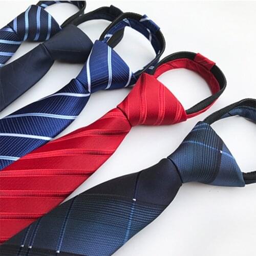 Ricnais 8cm Pre-knotted Tie For Boy For School Mens Tie New Craft Tie With Zipper Plaid Striped Silk Ties Slim Tie For Men