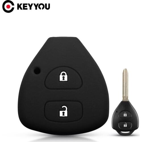 KEYYOU 2 Button Silicone Car Key Case For Toyota Corolla Rav4 Yaris Auris Hilux Vitz Vios Camry Fortuner Prado Remote Fob Cover