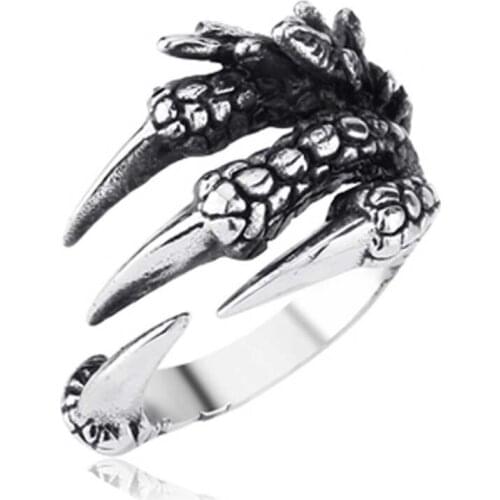 1PC Gothic Turkey Wild Ring Men Retro Dragon Claw Rings Punk Animal Male Stainless Steel Circle Ring Women Trendy Jewelry R15