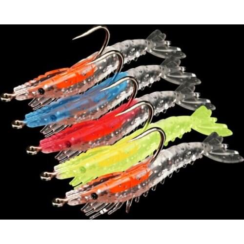 Hot Sale New 9cm/6g Luminous Bead Shrimp Silicon Soft Artificial Bait With Hooks Swivels Rigs Fishing Tackle Fast Delivery