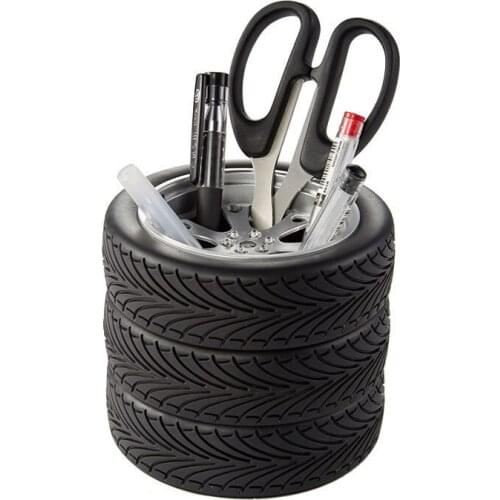 Multi-function Vehicle Wheel Pen Holder Pencil Organizer PP Plastic Pen Pot Storage Stand Tire Assy Desktop Pencil Cases