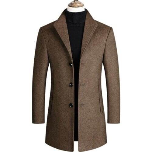 Wool Blends Coats Men High Quality Pop Autumn Winter Thicken Wool Jackets Mens Casual Luxurious Long Trench Coat Brand Clothing