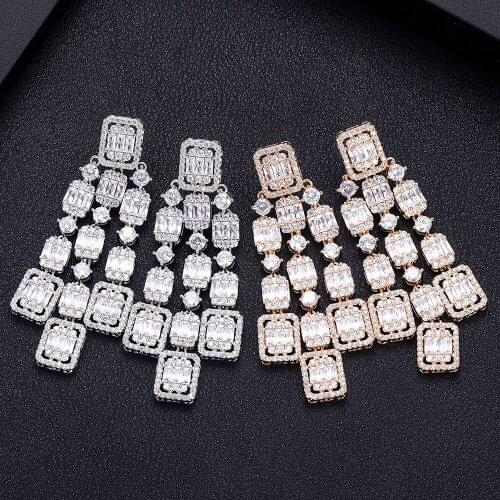 Jankelly waterdrop Multicolor Full Mirco Pink Cubic Zirconia Setting European brincos Wedding Hoop Earring Ring Jewelry Set