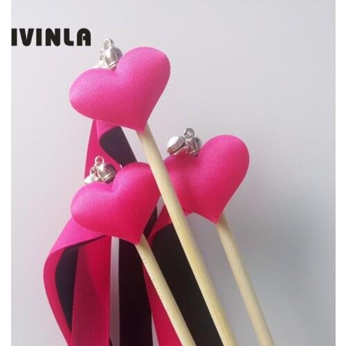 New arrived rose and black stain wedding ribbon wands ribbon Twirling Streamers with cute heart for wedding party