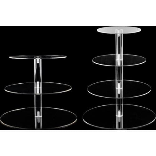 Transparent Round Acrylic 3/4 Tier Cake Holder Party Cupcake Display Stand Rack Glass Cake Stand Macaron Display Stand